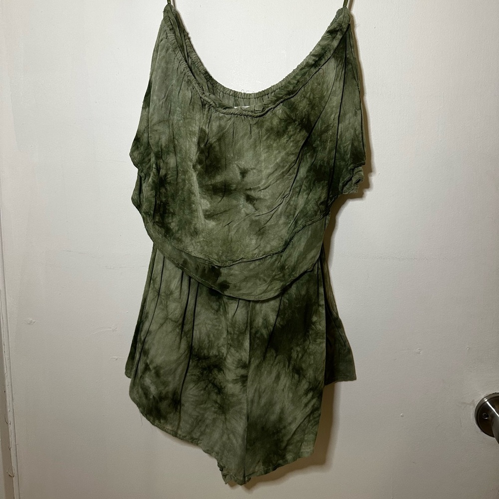 Green Tie-Dye Women's Romper